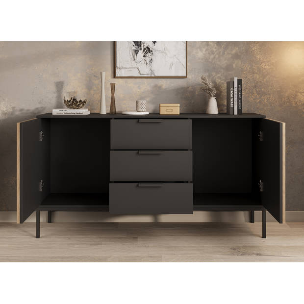 Meubella Dressoir Marbella - Zwart - 150 cm