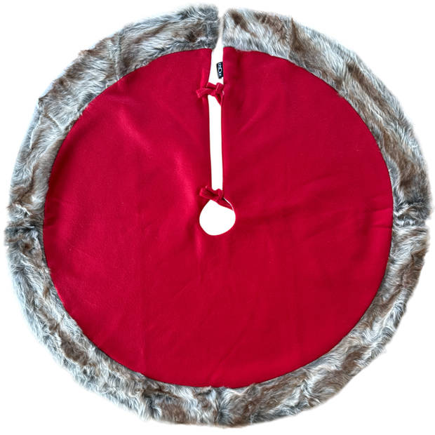 Luxe Ronde kerstboomrok - Kerstboomkleed - Boomdeken - Rood - 90 x 90 cm