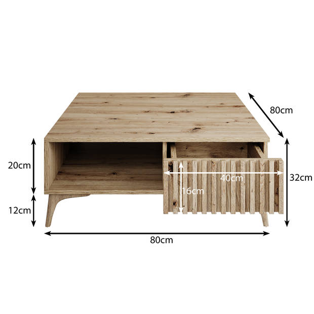 Meubella Salontafel Evy - Eiken - 80 cm