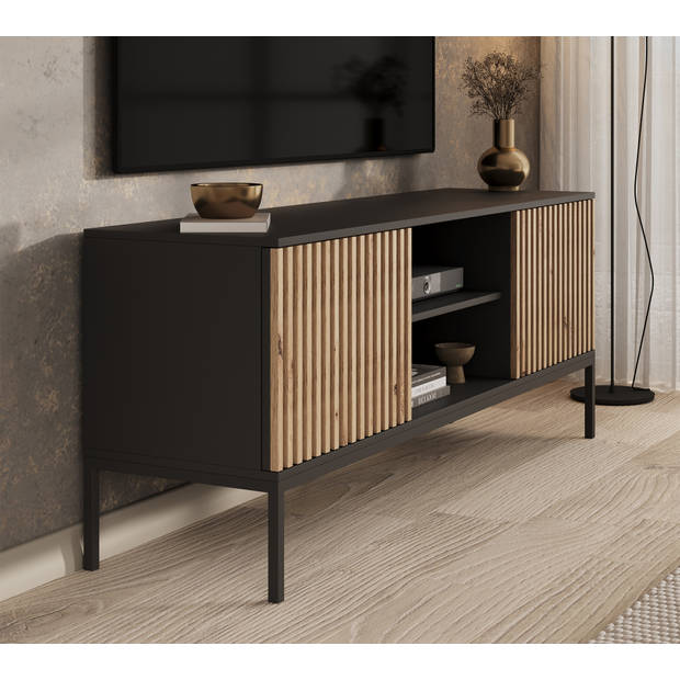 Meubella TV-Meubel Marbella - Zwart - 150 cm - Staand