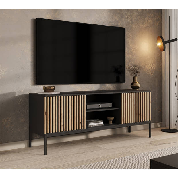 Meubella TV-Meubel Marbella - Zwart - 150 cm - Staand