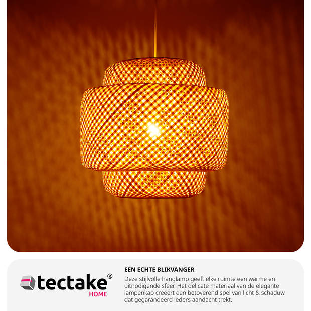 tectake® Hanglamp Bamboe - Boho Lamp - Hanglamp met Stijlvol Licht