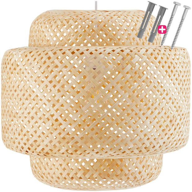 tectake® Hanglamp Bamboe - Boho Lamp - Hanglamp met Stijlvol Licht