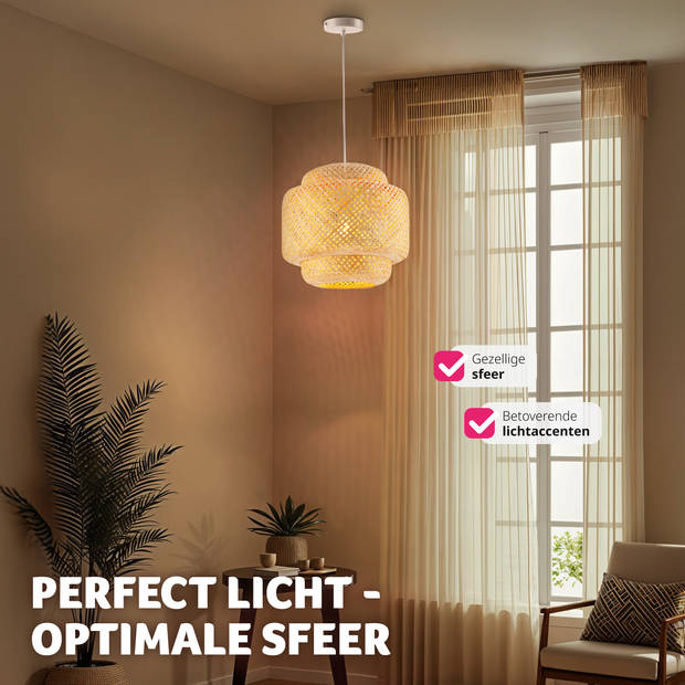 tectake® Hanglamp Bamboe - Boho Lamp - Hanglamp met Stijlvol Licht