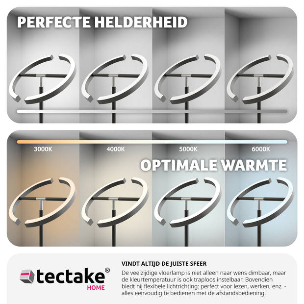 tectake® LED-Vloerlamp - Dimbare Vloerlamp - Vloerlamp met Leeslicht en Afstandsbediening