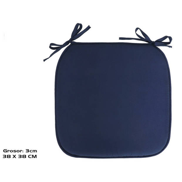 Gerimport Stoelkussen - binnen/buiten - donkerblauw - 39x3cm -polyester - tuinstoelkussens