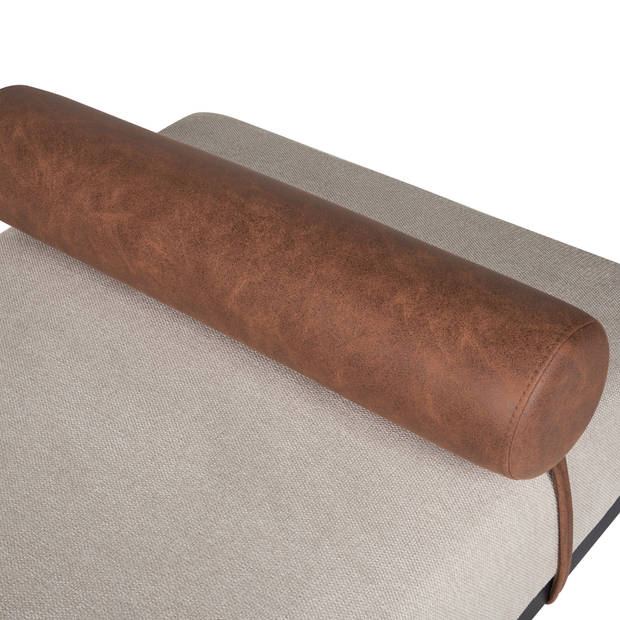 Beliani MALMOS - Chaise longue-Beige-Kunstleer, Kunstlinnen