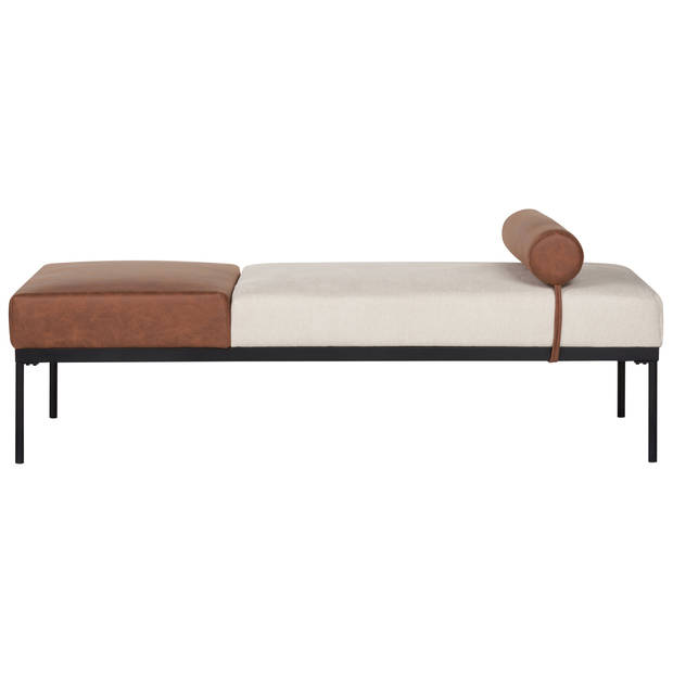 Beliani MALMOS - Chaise longue-Beige-Kunstleer, Kunstlinnen