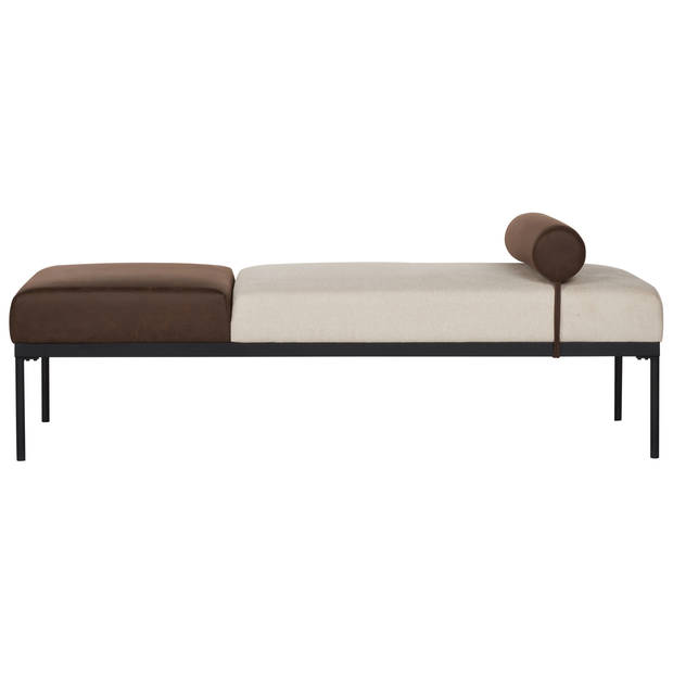 Beliani MALMOS - Chaise longue-Beige-Kunstleer, Kunstlinnen