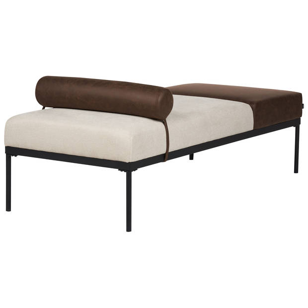 Beliani MALMOS - Chaise longue-Beige-Kunstleer, Kunstlinnen