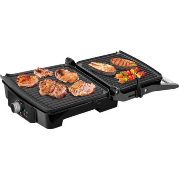 MPM - Tosti Apparaat - Contactgrill - Instelbare Temperatuur - Max. 270°C - 2000W - Zwart/RVS