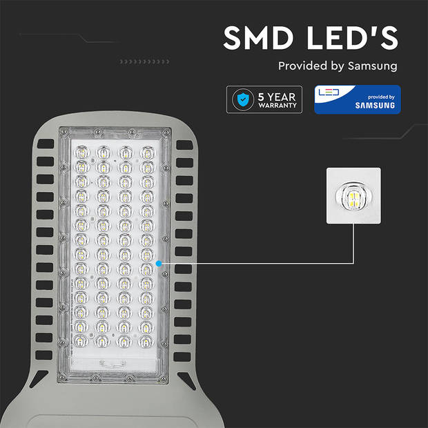 V-TAC VT-104ST Grijze Slim LED Straatverlichting - Samsung - IP65 - 100W - 12000 Lumen - 6400K - 5 Jaar