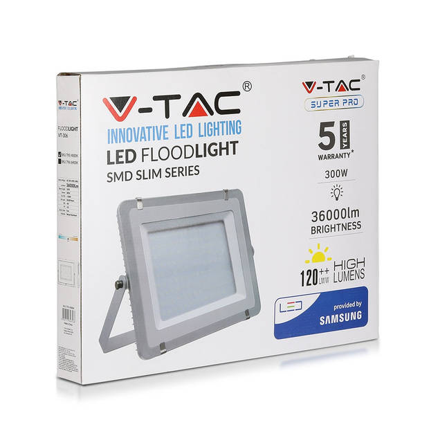 V-TAC VT-306-G Grijze LED Schijnwerpers - Samsung - 120lm/w - IP65 - 300W - 36000 Lumen - 6400K - 5 Jaar