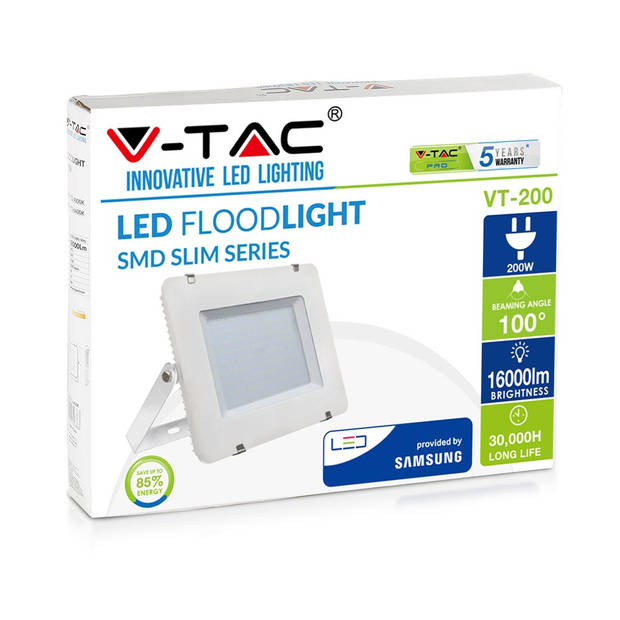 V-TAC VT-200-W Witte LED Schijnwerpers - Samsung - IP65 - 200W - 16000 Lumen - 4000K - 5 Jaar