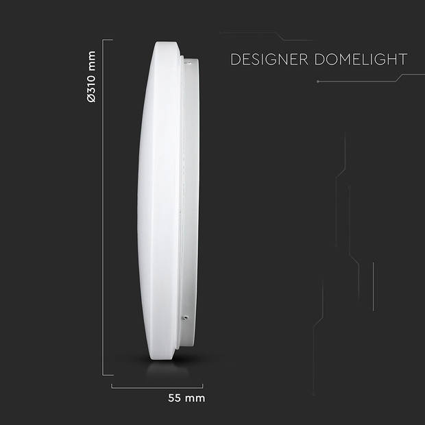 V-TAC VT-8418 3IN1 LED Ronde plafonniere - Kleurwisselende Schakelaar - IP20 - Wit - 18W - 1530 Lumen