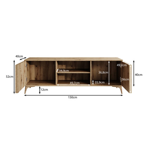 Meubella TV-Meubel Evy - Eiken - 150 cm - Staand