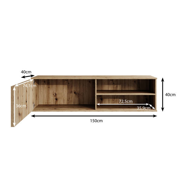 Meubella TV-Meubel Evy - Eiken - 150 cm