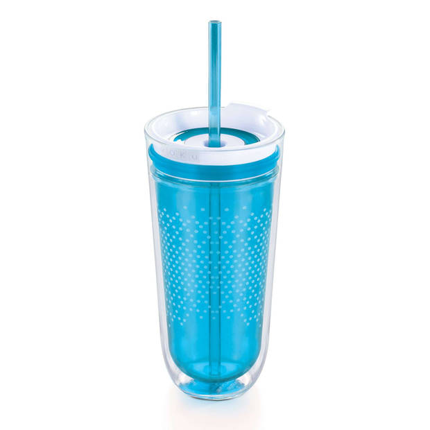 Zoku - Drinkbeker Travel met Rietje 325 ml - Kunststof - Blauw