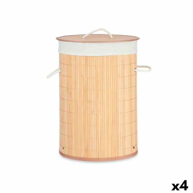 Wasmand Natuurlijk Metaal Bamboe Hout MDF 48 L 37 x 50 x 37 cm (4 Stuks)