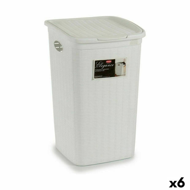 Wasmand Stefanplast Elegance Wit Plastic 50 L 36,5 x 54,5 x 38 cm (6 Stuks)