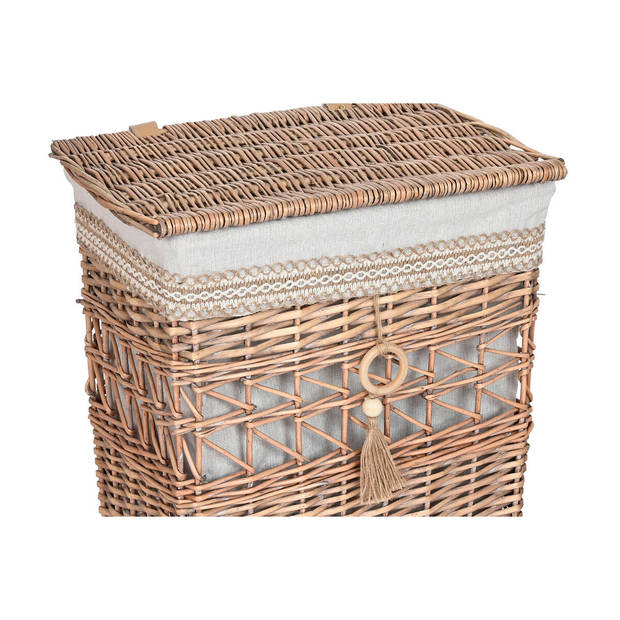 Wasmand Home ESPRIT Beige Natuurlijk vlechtwerk Shabby Chic 47 x 35 x 55 cm 5 Onderdelen