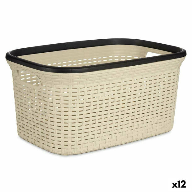 Wasmand Crème Plastic 36 L 36 x 25,5 x 52,5 cm (12 Stuks)