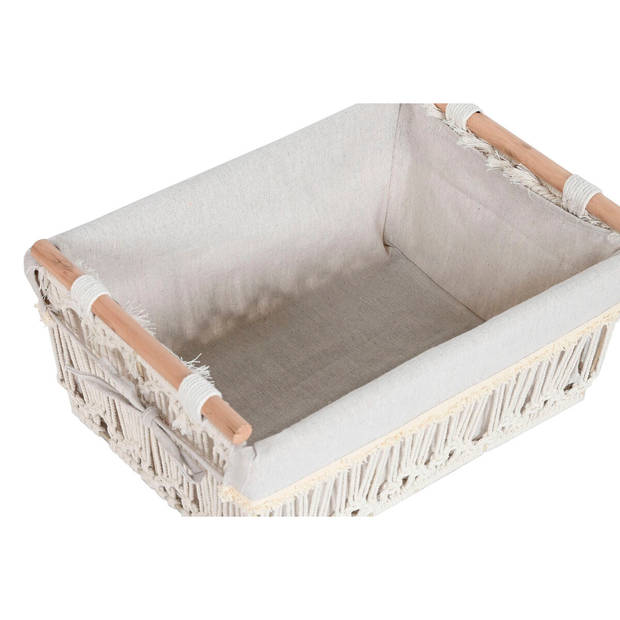 Wasmand Home ESPRIT Wit Natuurlijk Metaal Shabby Chic 42 x 32 x 51 cm 5 Onderdelen