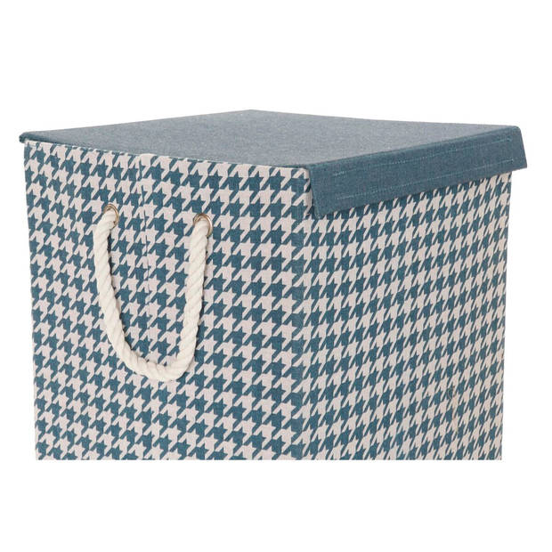 Wasmand DKD Home Decor Pied-de-poule 36 x 36 x 55 cm Grijs Blauw Geel (3 Stuks)