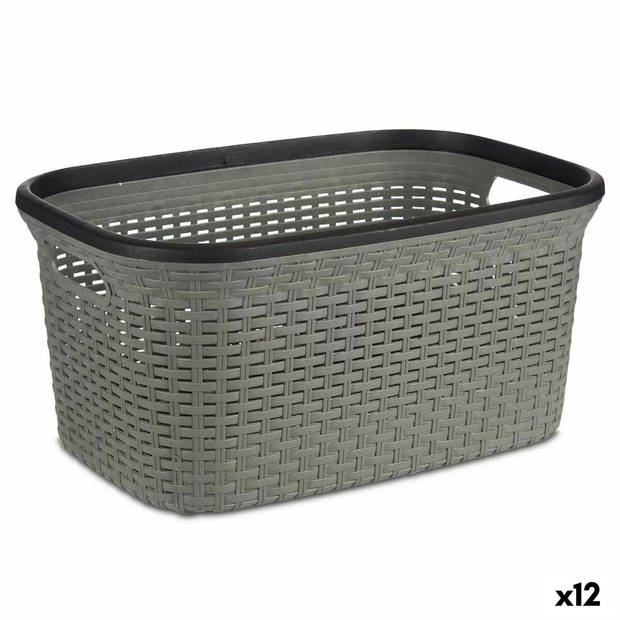 Wasmand Grijs Plastic 36 L 36 x 25,5 x 53 cm (12 Stuks)