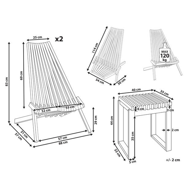 Beliani BELLANO - Bistroset-Lichte houtkleur-Acaciahout