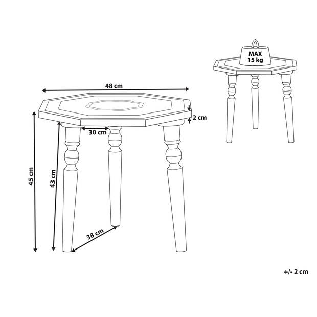 Beliani WANDILO - Bijzettafel-Donkere houtkleur-Mangohout