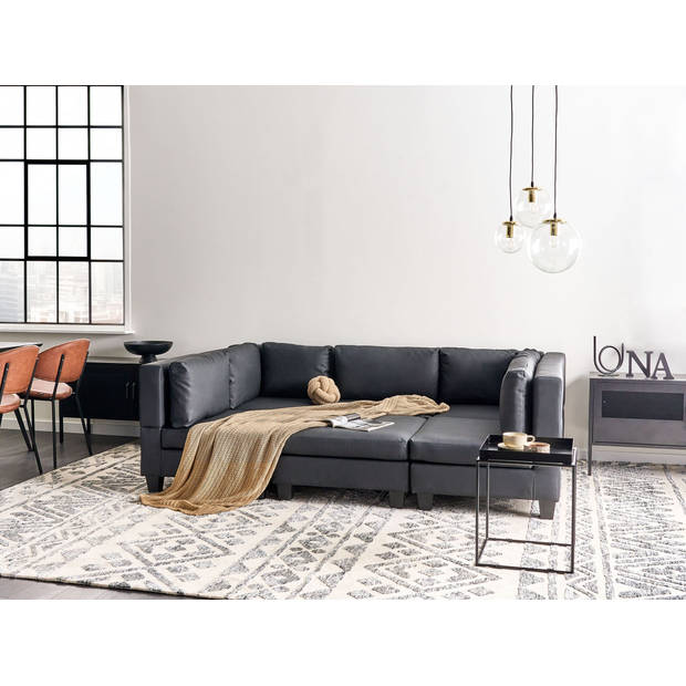 Beliani UNSTAD - Modulaire Sofa-Zwart-Kunstleer