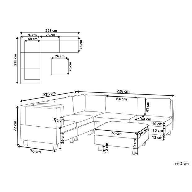 Beliani UNSTAD - Modulaire Sofa-Zwart-Kunstleer