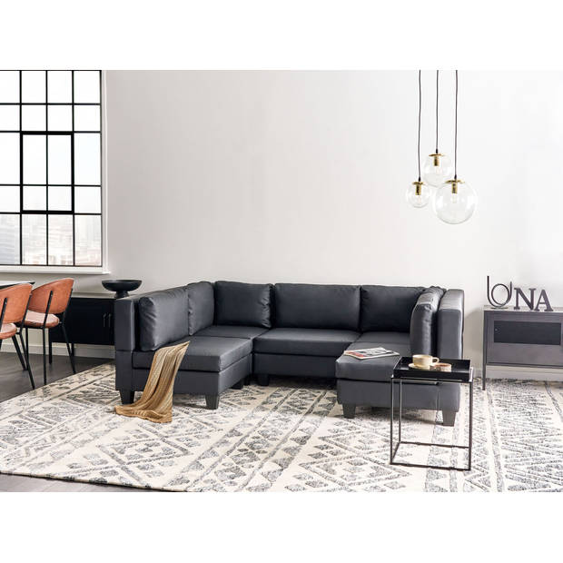 Beliani UNSTAD - Modulaire Sofa-Zwart-Kunstleer