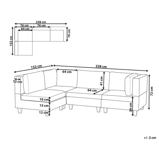 Beliani UNSTAD - Modulaire Sofa-Zwart-Kunstleer