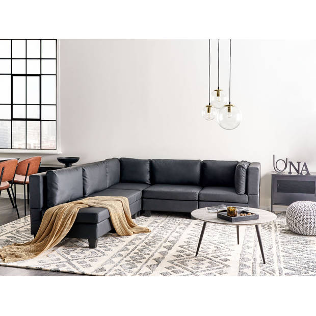 Beliani UNSTAD - Modulaire Sofa-Zwart-Kunstleer