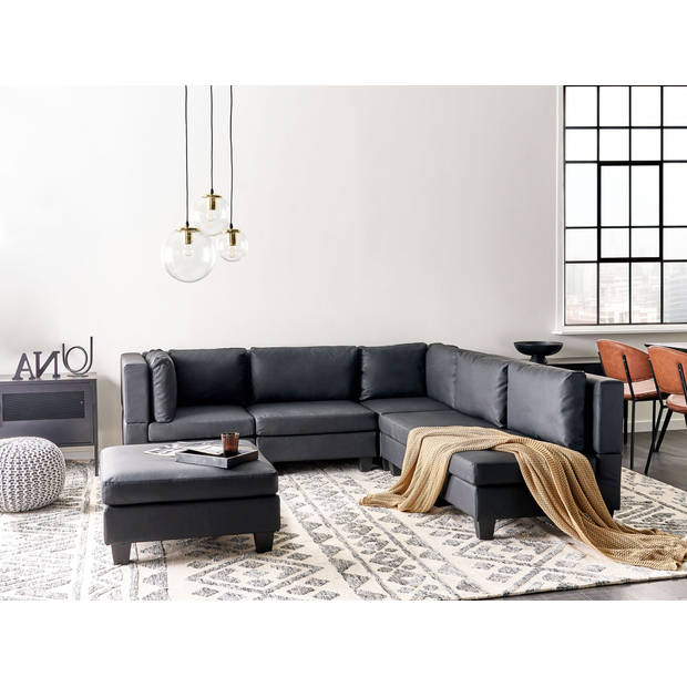 Beliani UNSTAD - Modulaire Sofa-Zwart-Kunstleer