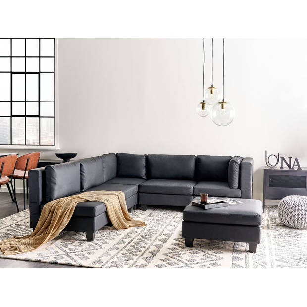 Beliani UNSTAD - Modulaire Sofa-Zwart-Kunstleer