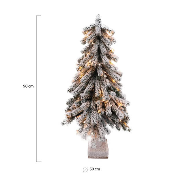 Wintervalley Trees - Kunstkerstboom Isak met LED verlichting - 50x90cm - Besneeuwd