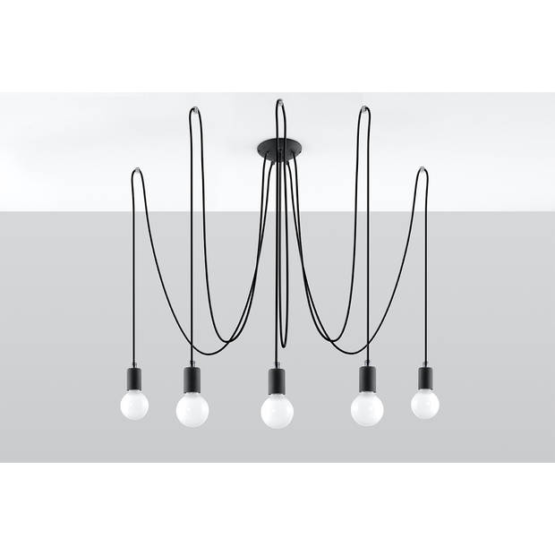 Sollux Hanglamp Edison 5 lichts E27 zwart