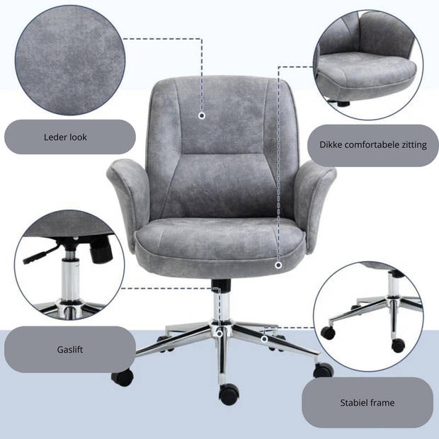 Draaifauteuil - Bureaustoel - Ergonomische bureaustoel - Stoel - Fauteuil - 67 x 69 x 92-102 cm