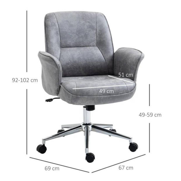 Draaifauteuil - Bureaustoel - Ergonomische bureaustoel - Stoel - Fauteuil - 67 x 69 x 92-102 cm