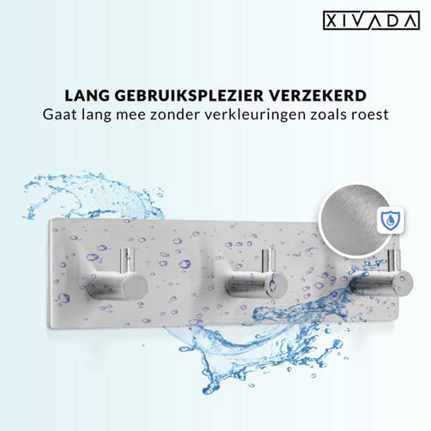 Handdoekhaakjes zelfklevend 3 in 1 - Handdoekhouder Zilver - Plakhaakjes Badkamer & keuken - Wandhaken