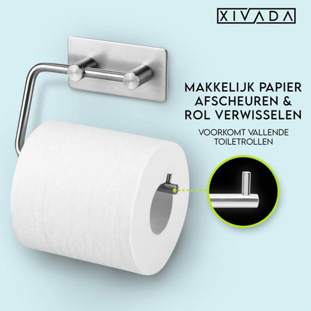 WC rolhouder Zonder Boren - Zelfklevend - RVS Toiletrolhouder Zilver