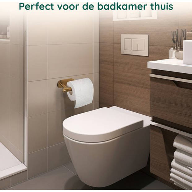 Wc Rolhouder Goud - Zonder Boren - Gouden Toiletrolhouder Zelfklevend