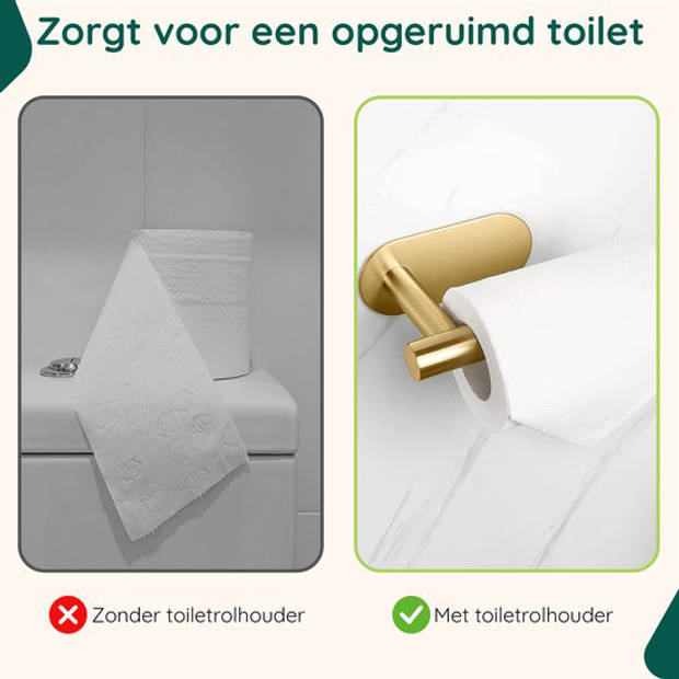 Wc Rolhouder Goud - Zonder Boren - Gouden Toiletrolhouder Zelfklevend