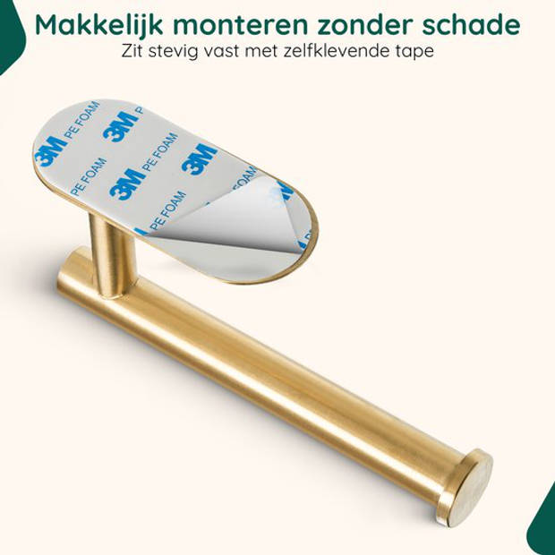 Wc Rolhouder Goud - Zonder Boren - Gouden Toiletrolhouder Zelfklevend