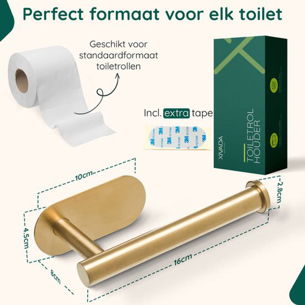 Wc Rolhouder Goud - Zonder Boren - Gouden Toiletrolhouder Zelfklevend