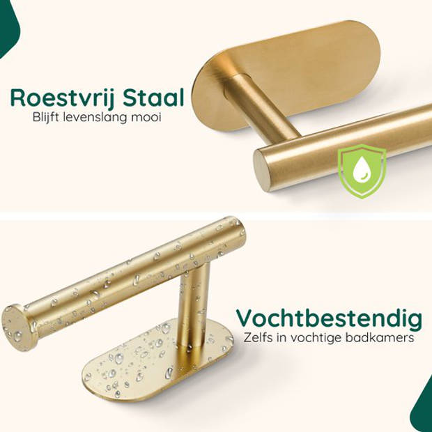 Wc Rolhouder Goud - Zonder Boren - Gouden Toiletrolhouder Zelfklevend