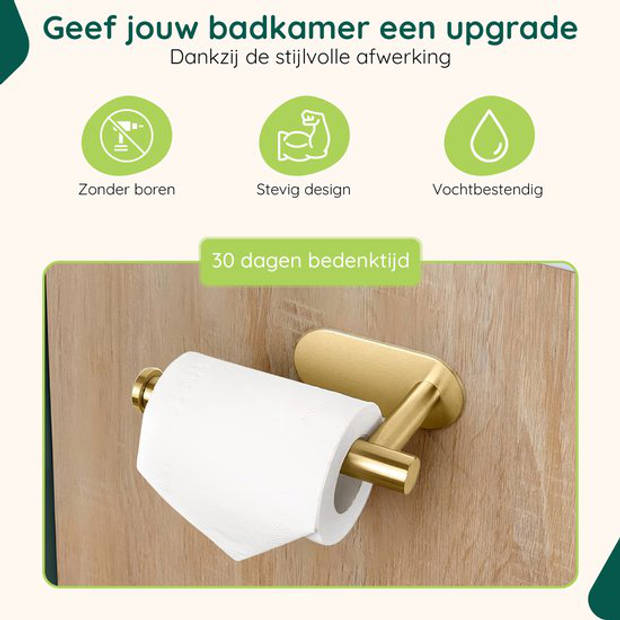 Wc Rolhouder Goud - Zonder Boren - Gouden Toiletrolhouder Zelfklevend